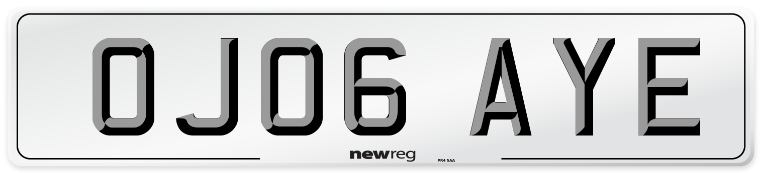 OJ06 AYE Number Plate from New Reg